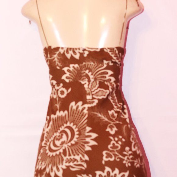 J CREW BROWN FLORAL SILK TIE STRAP SLIP FULLY LINED DRESS 12 - Picture 4 of 5